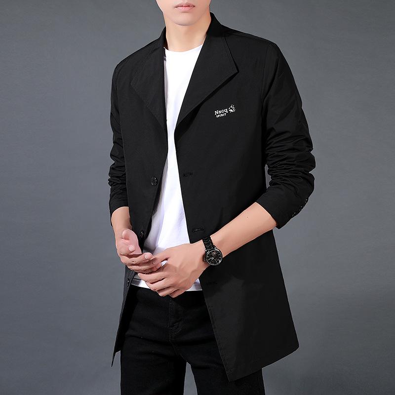 Men's Mid-Length High-End Trench Coat - Trendy Casual & Business Attire for Spring and Autumn
