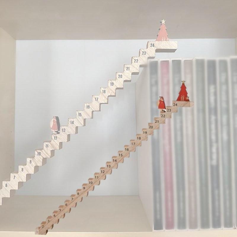 Santa Christmas Claus Climb Stairs Countdown Calendar Toy Decoration Desktop