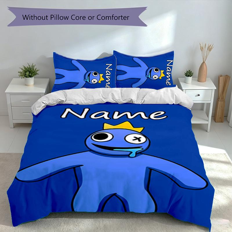 3pcs Custom Name Rainbow Friends Bedding Set,Includes 1 Duvet Cover and 2 Pillowcases,All-season Bedroom Decor