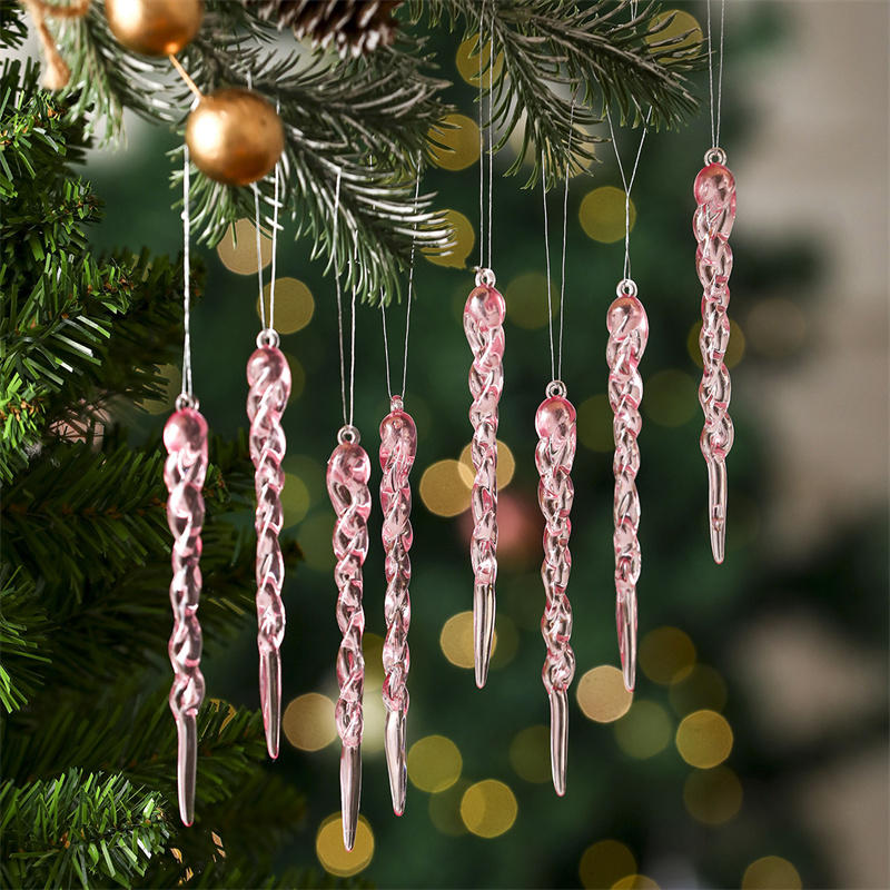 Creative Christmas Acrylic Snowflake Ornament Crystal Clear Icicle Christmas Tree Pendants Holiday Winter Party Hanging Ornament