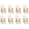 Day and Night - Day and Night Folding Garden Chairs and Cushions 8 Pcs Solid Acacia Wood