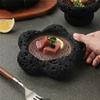 Japanese Tableware Rock Sushi Plate Coal Ball Volcanic Stone Swing Plate El Dining Plate Sushi Dish Plate Premium