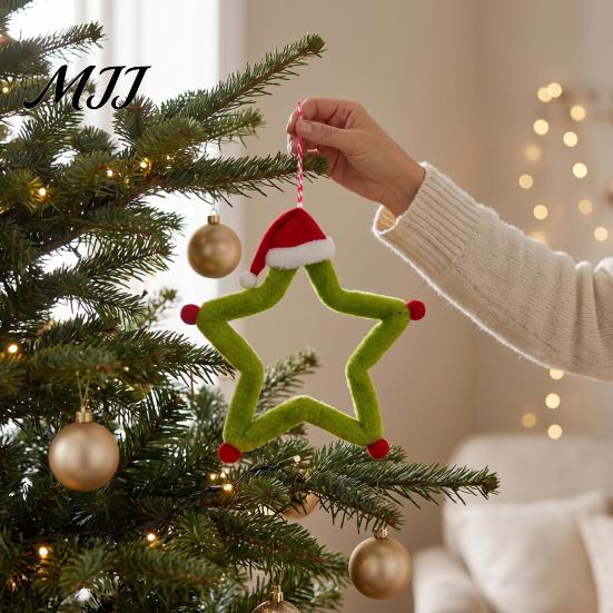 Wall Window Decorations Christmas Star Ornament, Plush Iron Hanging Decor for Tree Art Ornaments Shop, Festive Holiday Pendant Home Party Fireplace