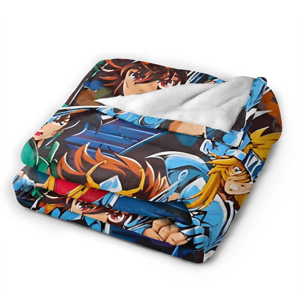 Knights Of The Zodiac Anime Fleece Throw Blanket Saints Seiyas Blankets for Bedding Office Super Warm Bed Rug,