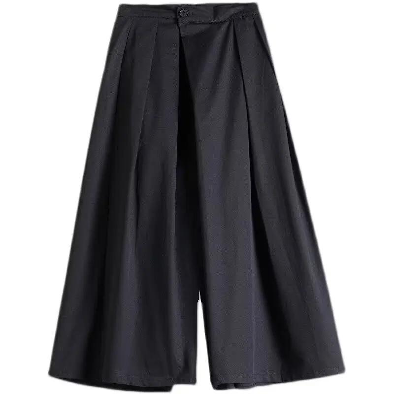 Harajuku Fashion Hakama Pant Men Women Unisex Y2k Streetwear Wide Leg Samurai Trousers Dark Aesthetic Skirt Pants