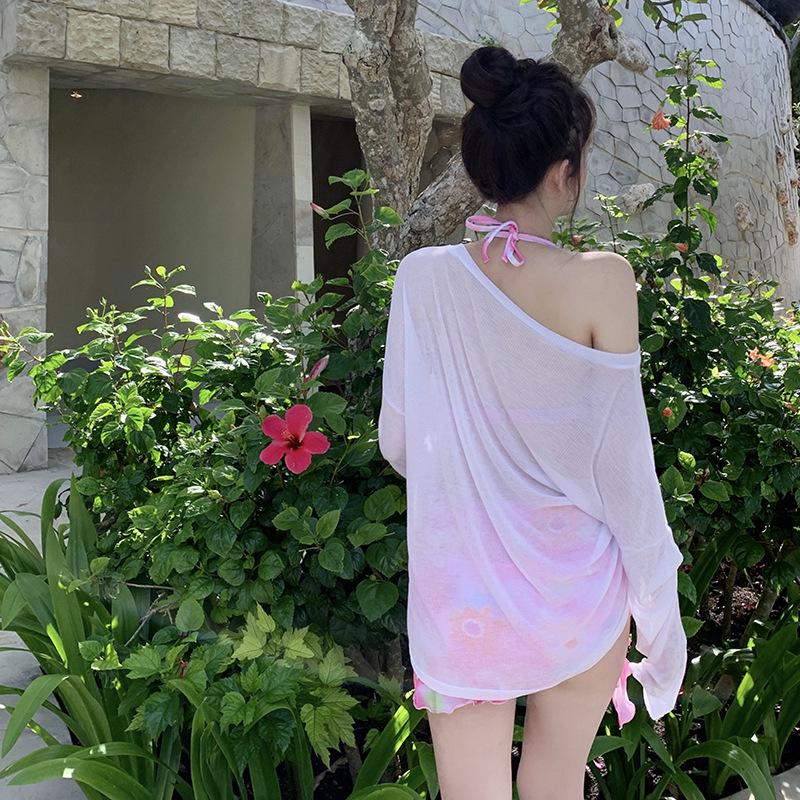 Korean-Inspired Three-Piece Bikini Set 2024: High-End Resort Swimsuit with Hard Cup for Women