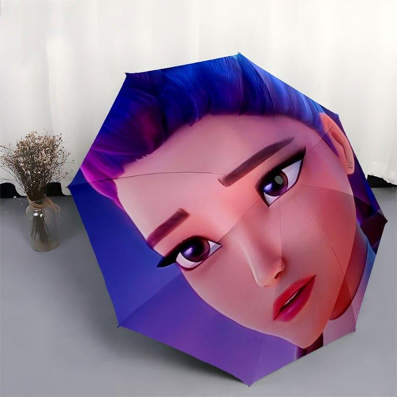 Vivid Blue Hair Anime Character IconUmbrella with Cute Design,Portable 3-Fold Compact Umbrella for Men&Women,Valentine's Day Mother's Day Ha
