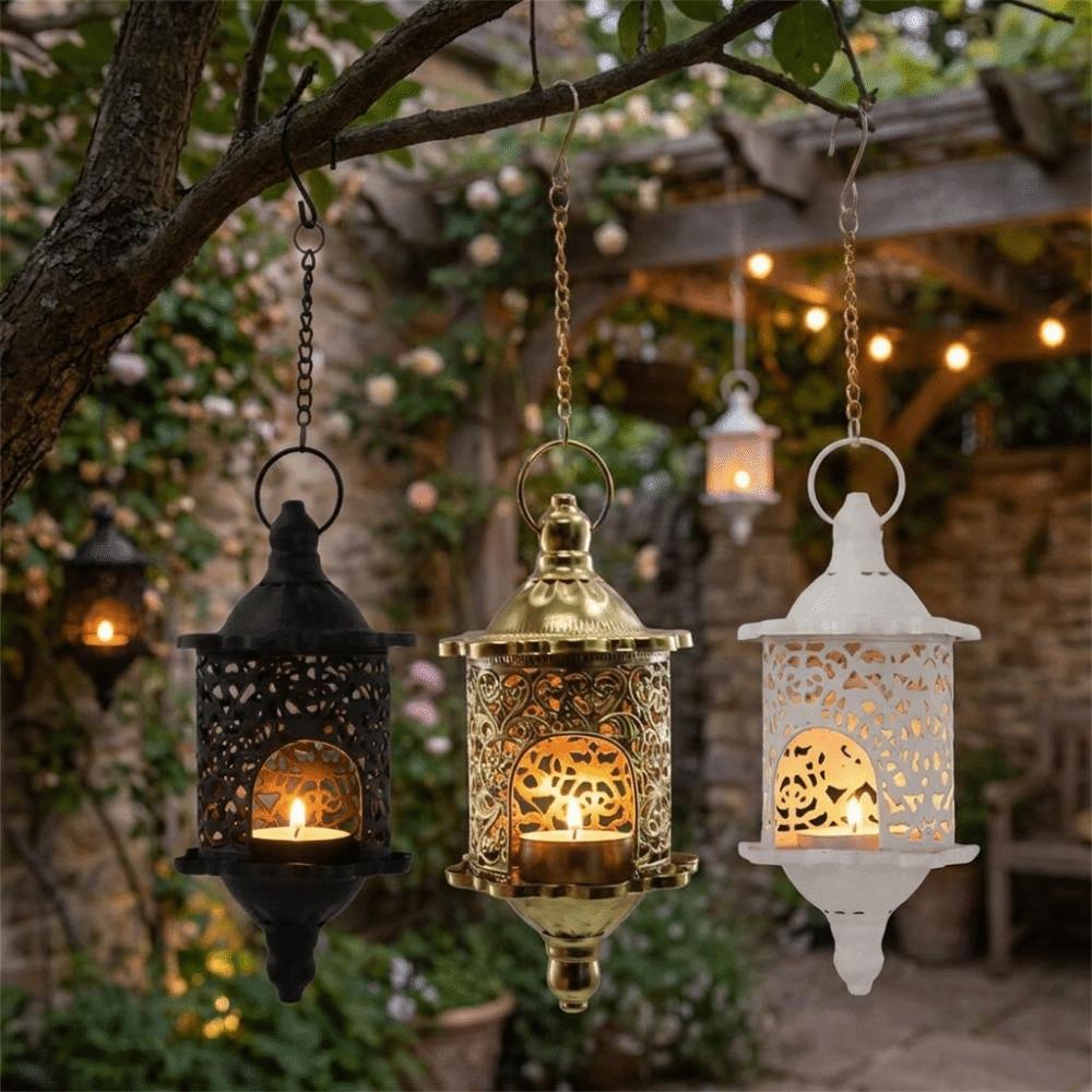 Morocco French Style Hollow Metal Candlestick Iron Hanging Candle Holder Candle Stand  Banquet