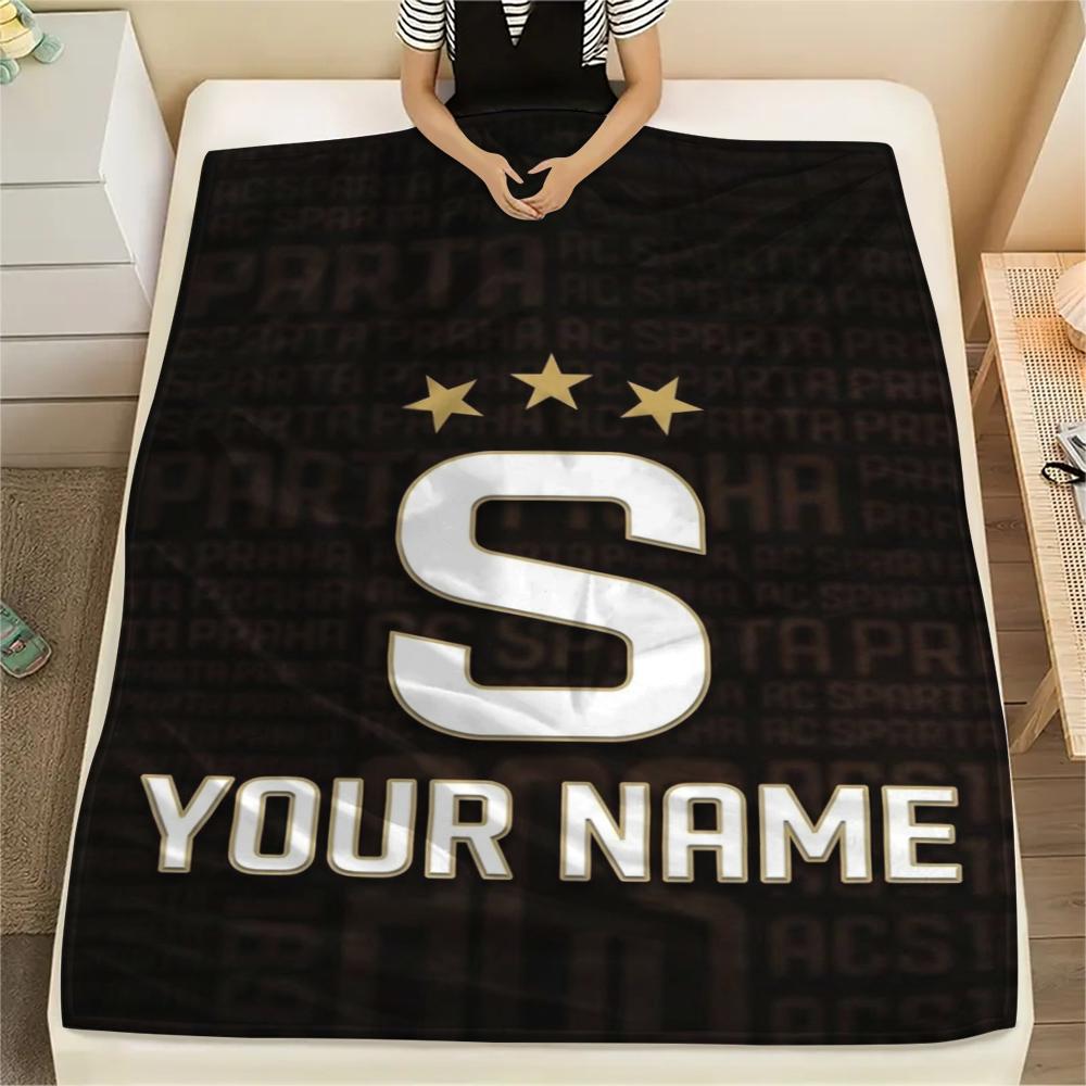 1PC Custom Name AC Sparta Praha Patterned Flannel Blanket Suitable For All Seasons for Home Decor Warmth and Comfort Gifts Holiday Present