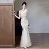Light Luxury Evening Dress Skirt Single Shoulder Niche Dinner Host Art Test Temperament Fishtail Singer Conductor Catwalk Performance Clothes