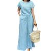 Plus Size Solid Color Short-Sleeve Sports Suit for Spring & Summer