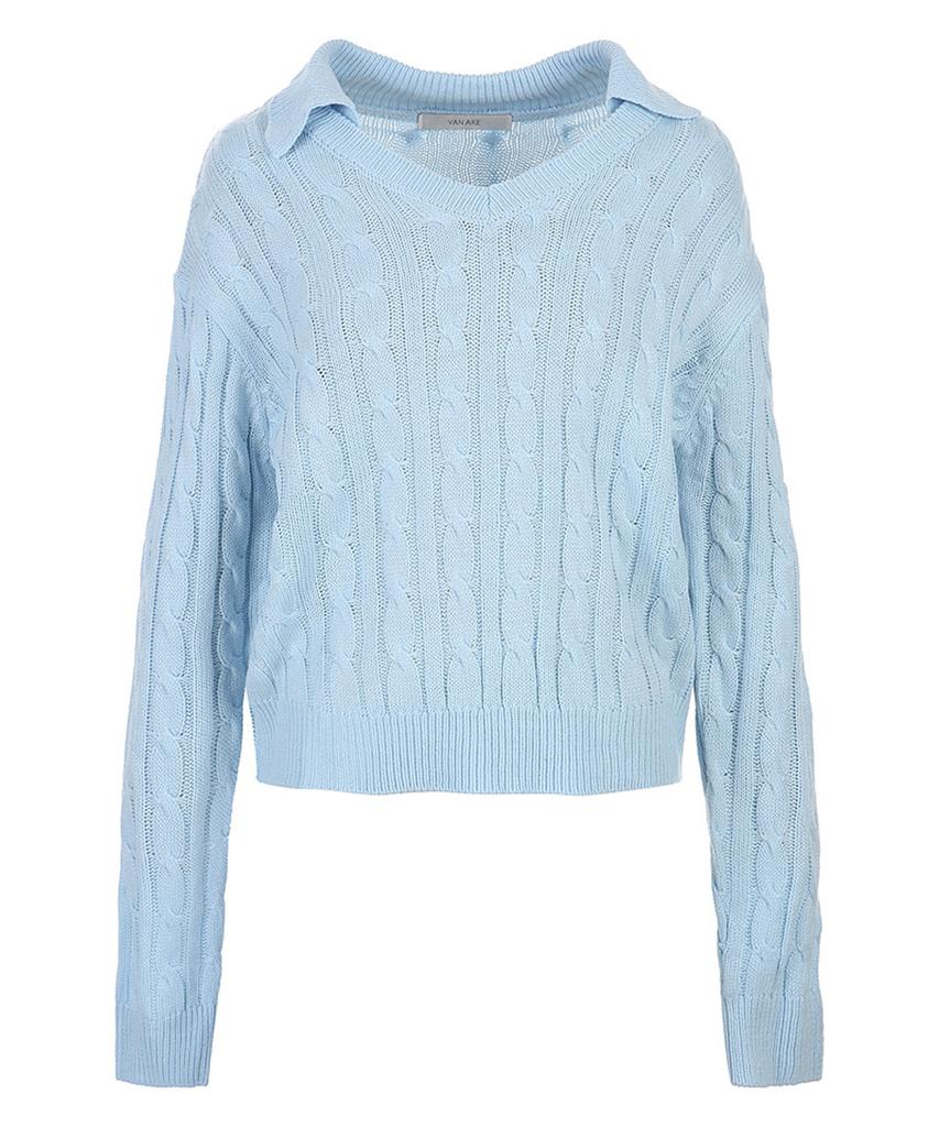 VANAKE Cable Pattern Collar Knit_Vb42Ktq313Z
