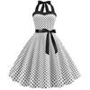 Sexy Retro White Polka Dot Dress Hepburn Vintage Halter Party Dress 50s 60s Pin Up Rockabilly Robe