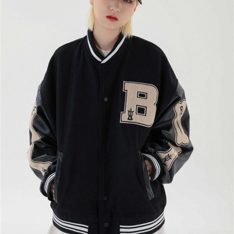 Bombacı Ceketler Kadın Ceket erkek Çift Beyzbol Ceket Sonbahar Unisex Erkek Arkadaşı Tarzı Varsity Hiphop Streetwe...