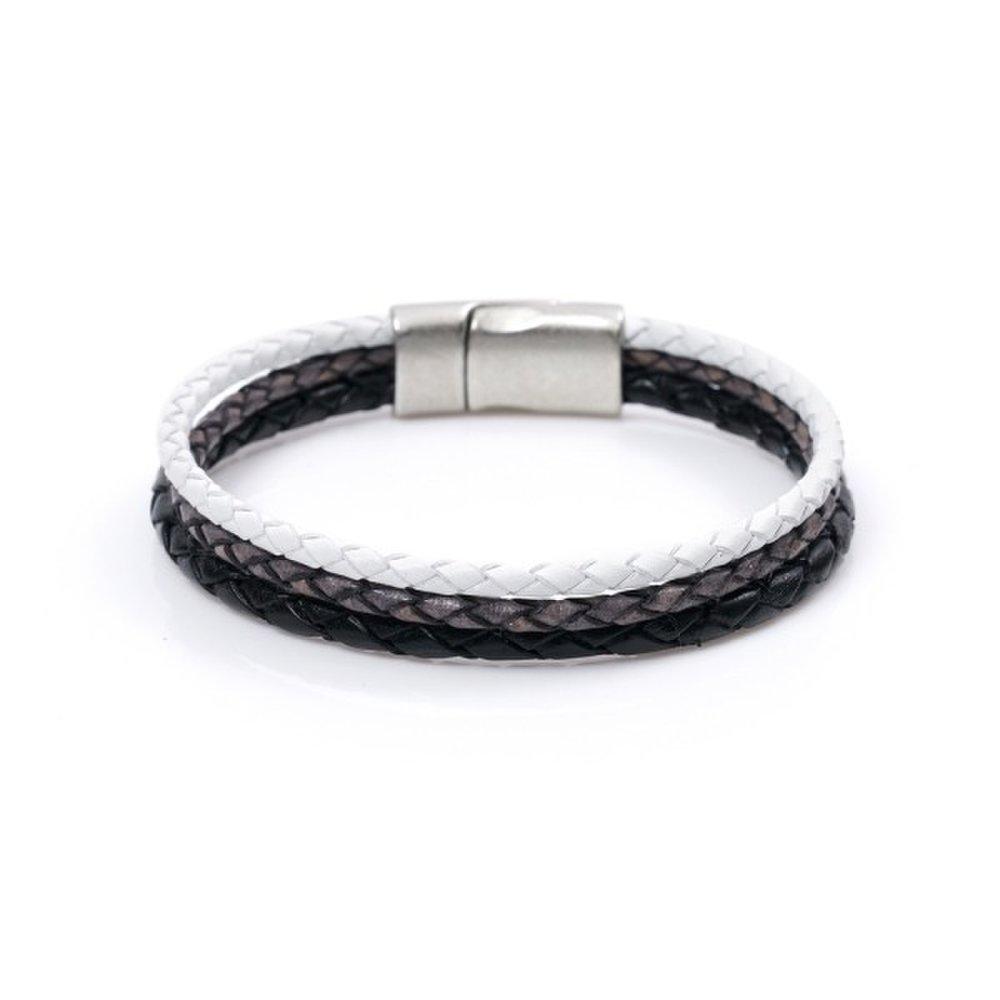 [Jbans Classic] Monotone Triple Line Leather Bracelet (Y2101-Ac008_Bk)