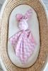 Doudou Bunny Cuddly Toy Double-Sided Cotton and Minky - Chevron Pink - Pink