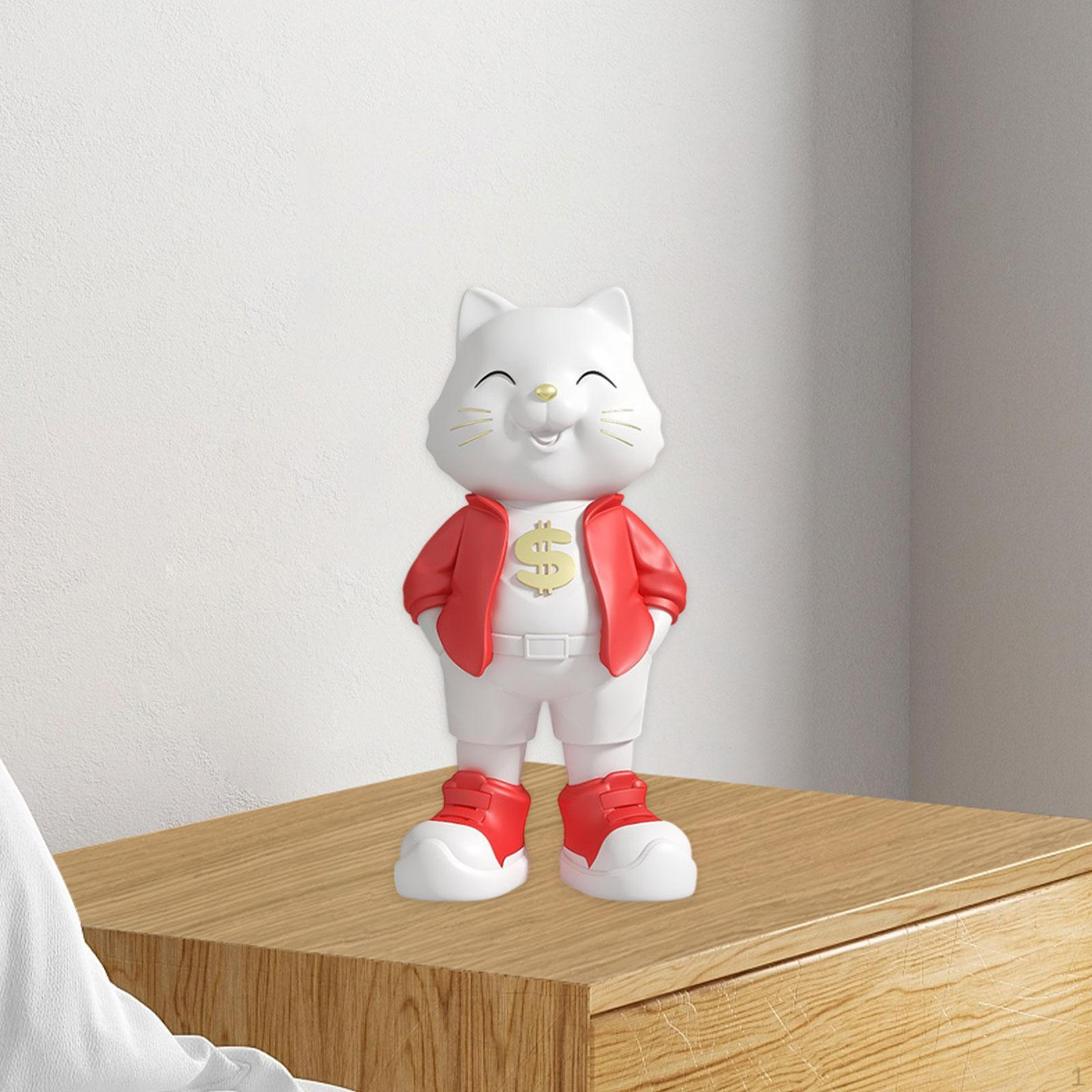 

Статуя стоящего кота, декоративная статуэтка, коллекция поделок, симпатичное практичное настольное украшение из смолы красный