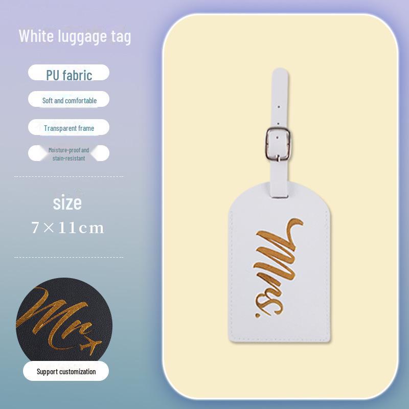 

«Персонализируемый свадебный подарочный набор из искусственной кожи с золотым тиснением: Мистер. & РС. Сумка для удостоверения личности, держатель паспорта, багажная бирка