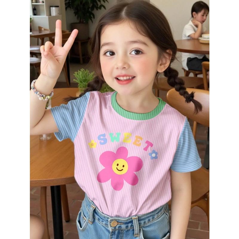 Abbigliamento Bambina Estate T-shirt con Stampa 3D Grafica Gatto Kawaii Vestiti per Bambine Esterni Manica Corta Casual Top per Bambine