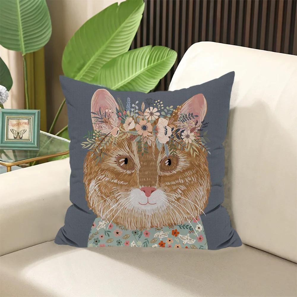 Blumenfreunde Tierkissenbezug  ×  Kuschelkissen Kissenbezüge Dekorative Kissen für Sofa Elegante Zimmerbezüge Schlaf