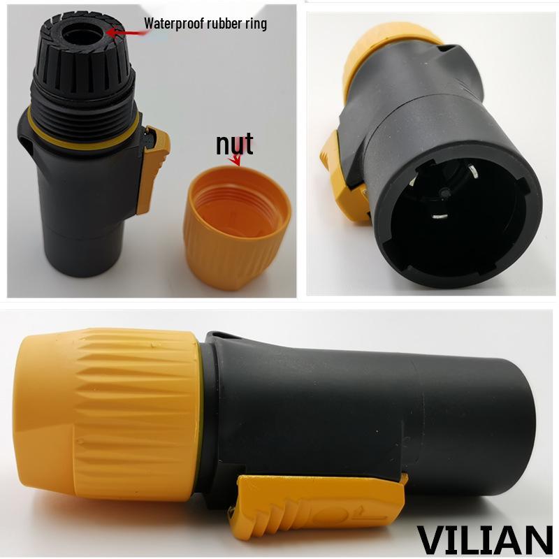 3P Stage Lighting Beam Light with Aviation Plug, LED Display, and XLR Waterproof Male/Female Socket.