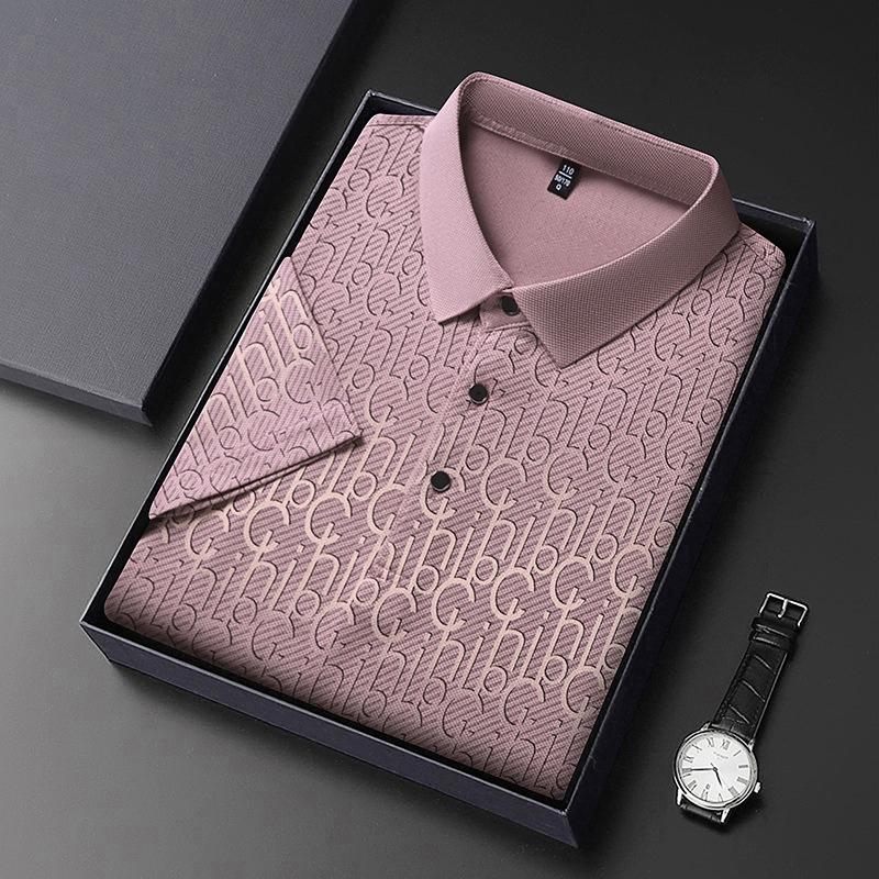 Men's Business Casual Short Sleeved Printed Polo Shirt Fashionable Breathable Comfortable and Versatile Top