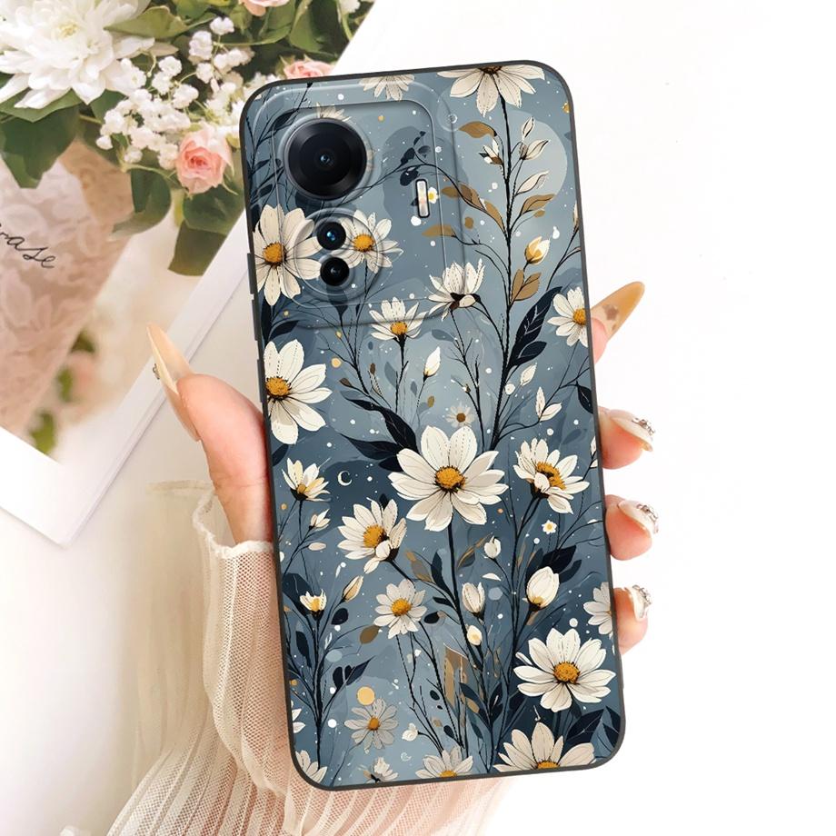 Soft Silicone Funda For Vivo S15e Vivo T1 T1Pro 5G IQOO Z6 Pro Phone Case Vintage Starry Cherry Bow Print Daisy Bumper Anti-fall