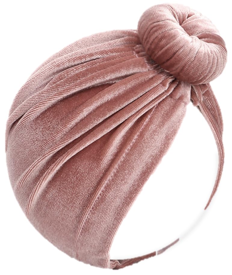 Velour Velvet Turban Hairband Headband Newborn Photo Head Protection Hat Ribbon Spring Summer Autumn Winter Newborn Baby Same (Light Purple, Size)