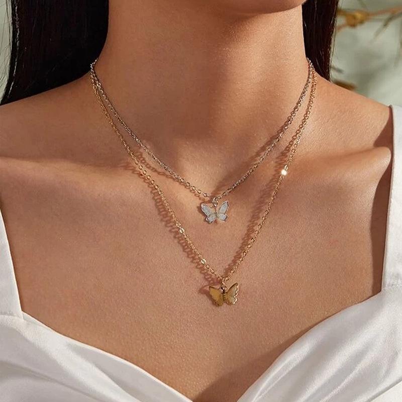 

Simple fashion jewelry, alloy butterfly single-layer necklace, geometric animal irregular collarbone chain