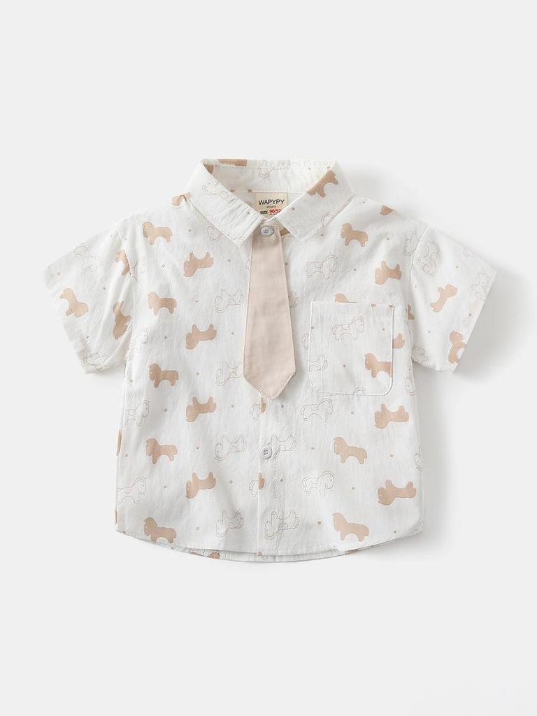 Stilvolles Jungen-Sommer-Kurzarmhemd mit Allover-Print 2026
