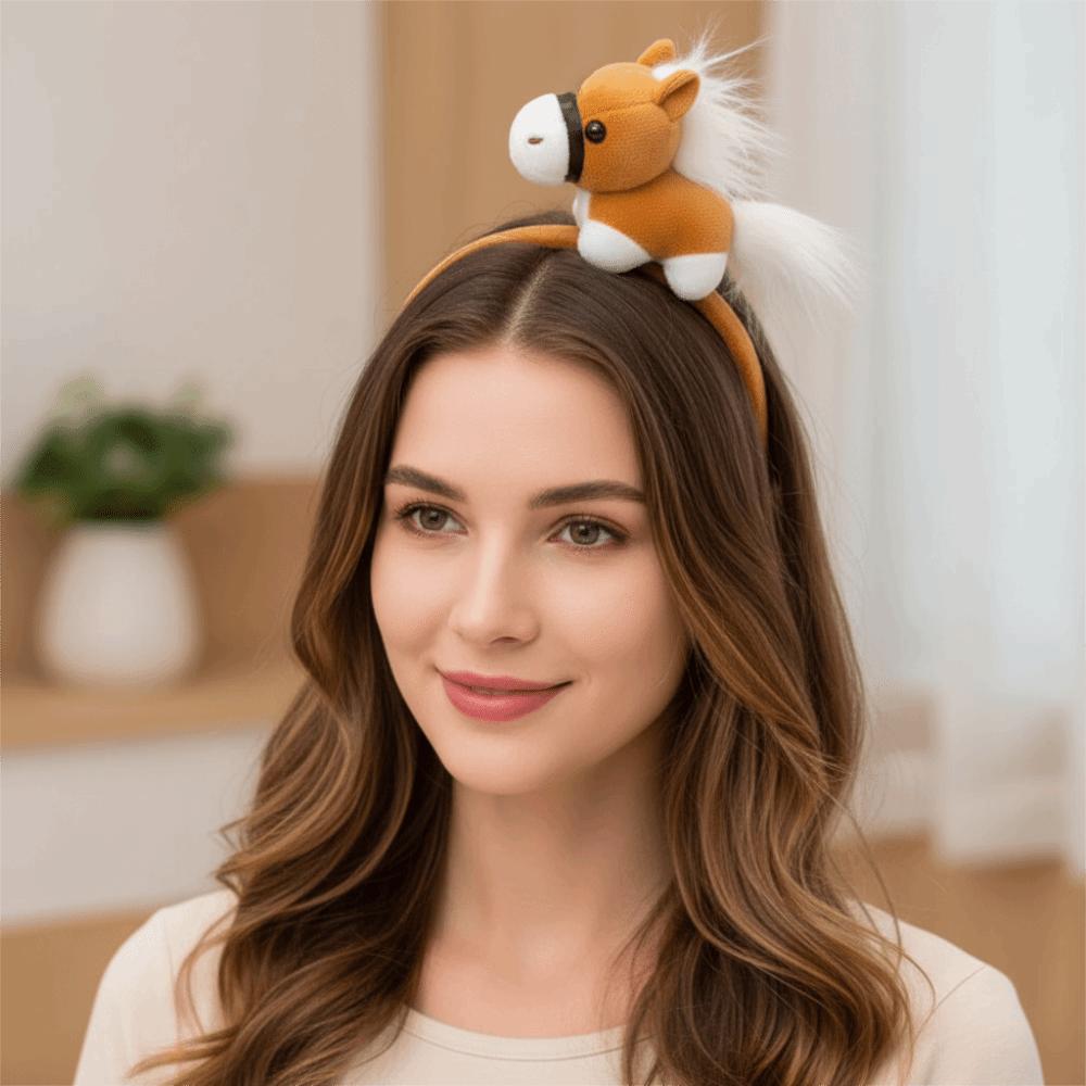 Cartoon Horse Hair Hoop Pony Headpiece Sweet New Year Headband Women