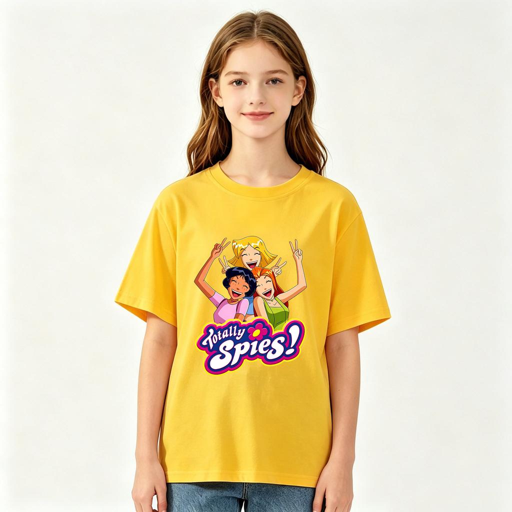 Totally Spies Cartoon Print Children's T-shirt 100%Cotton Tees Streetwear Boys Girls Short Sleeve Casual Kids Top Summer Toddler