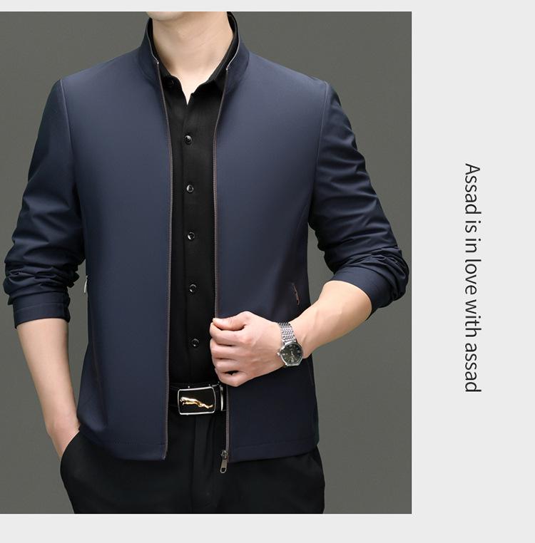 2025 High-End Men's Business Casual Non-Iron Jacket for Spring/Autumn - Middle-Aged Dad Style