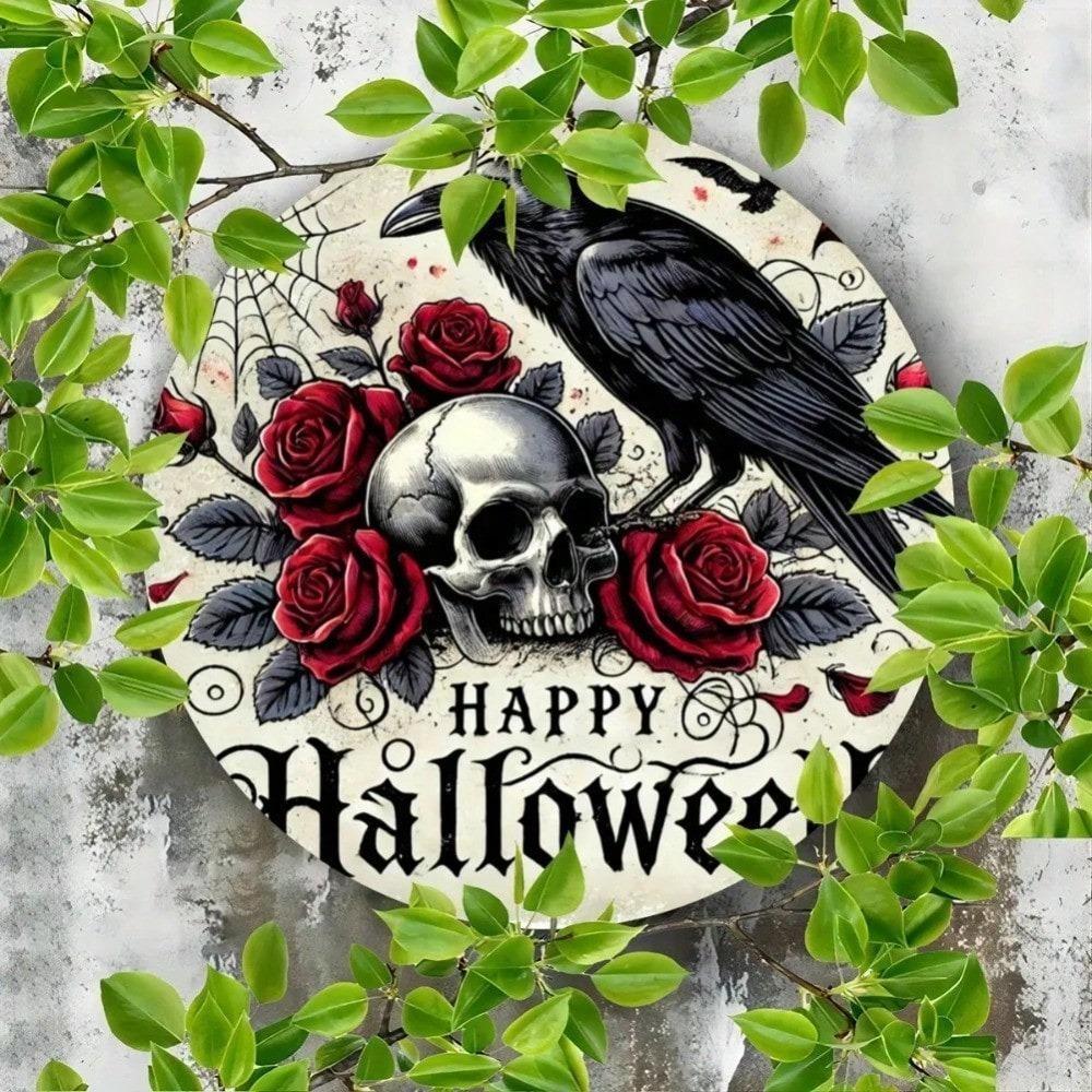 Halloween Metal Wall Art Skeleton Roses Decor Yard Home Gift