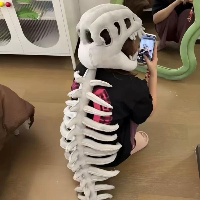 Dinosaur Skeleton Props Children Adult Kawaii Cute Wearable Mask Halloween Party Carnival Role Play Costume Funny Headdress