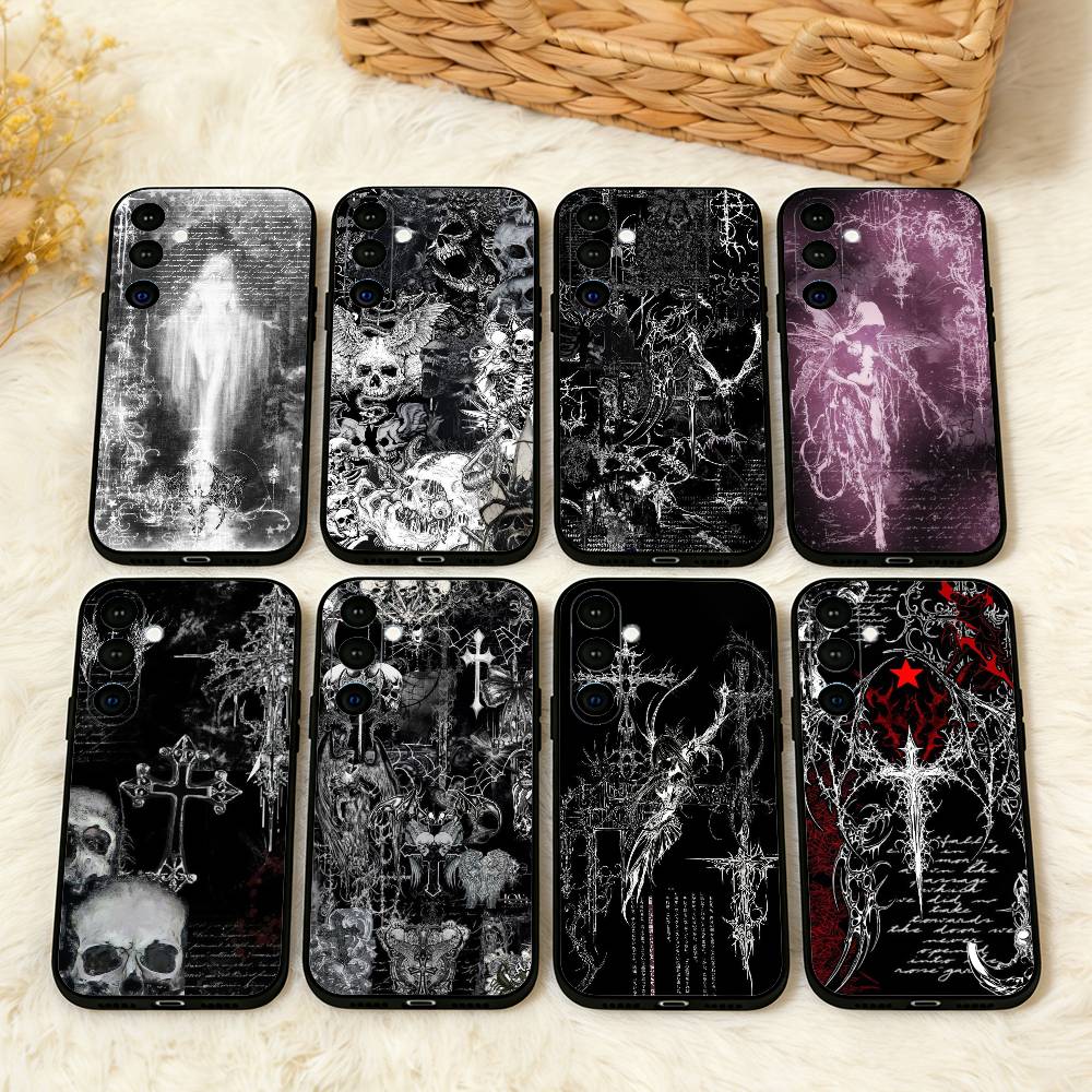 Gothic Coquette Cyber Sigilism Phone Case For Samsung A73,72,71,A52,51,40,41,A22,A32,31,A13, Soft Black Shell