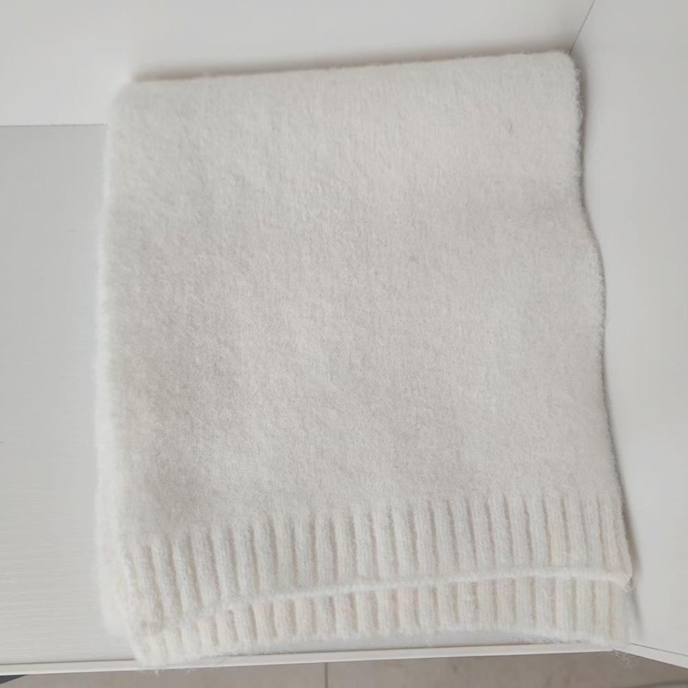 Homemade basic soft waxy premium atmosphere wool blend solid color knitted scarf women's winter wool scarf men's