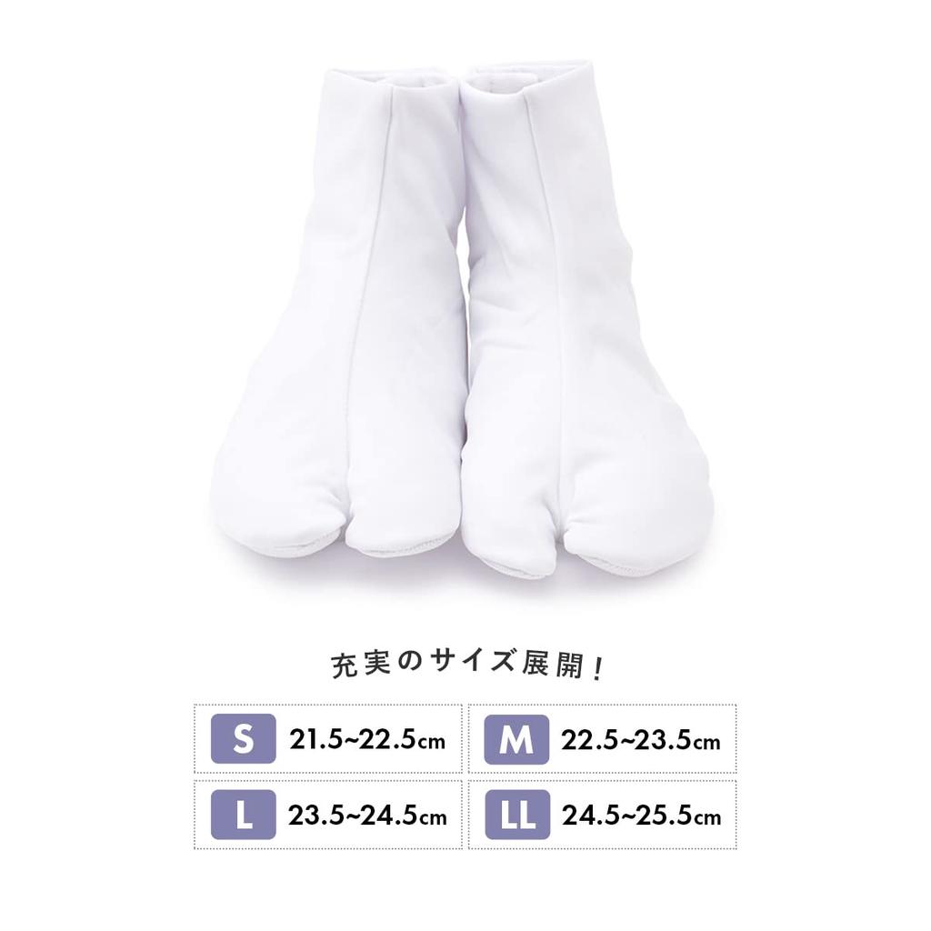 [SOUBIEN] Soubien Women's Tabi Socks, 5-Clasp, for Kimono, Formal Wear, Furisode, Houmongi, Iromuji, Komon, Size LL, White (sbn-tab10016)