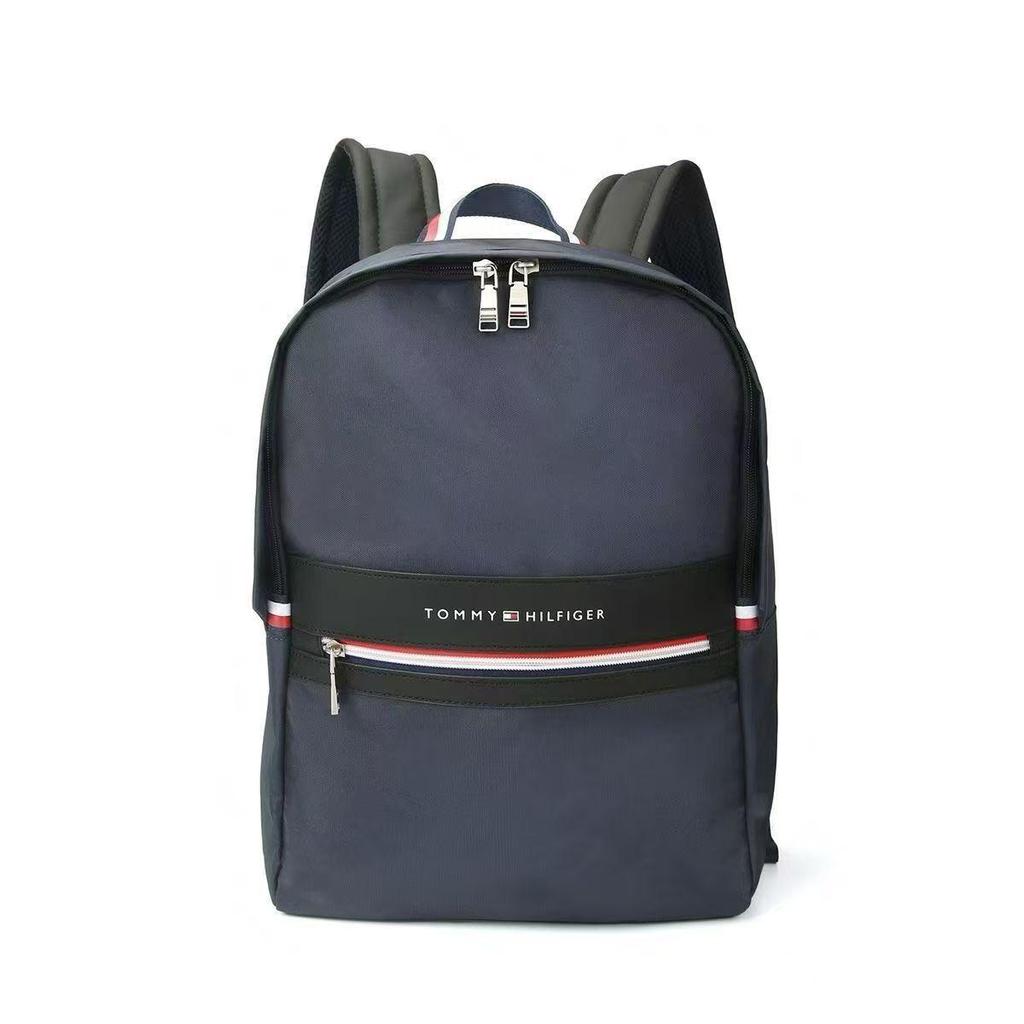 Slim Color Block Canvas Backpack - Unisex, Large Capacity, Lightweight, Casual & Business Use
