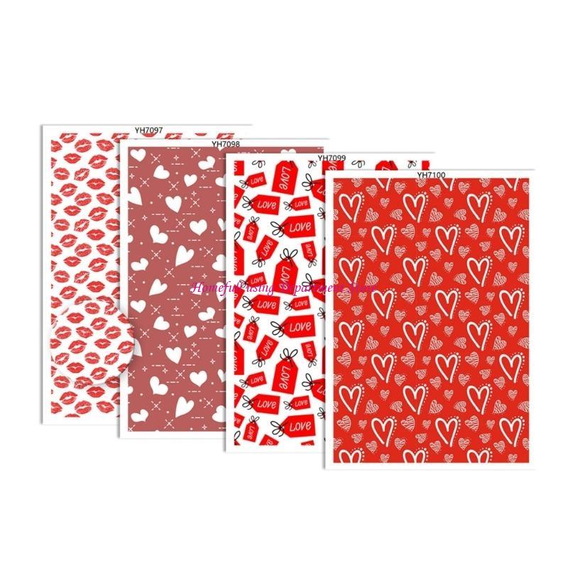 4Pieces Valentine Love Heart Transfer Paper 95x138mm Clay Earrings Water Soluble Transfer Paper for Jewelry Making