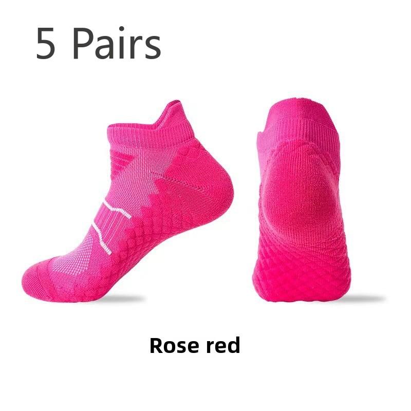 

5 пар мужских и женских четырехсезонных массажных носков для профессионального спорта, однотонные носки-лодочки L розы красного