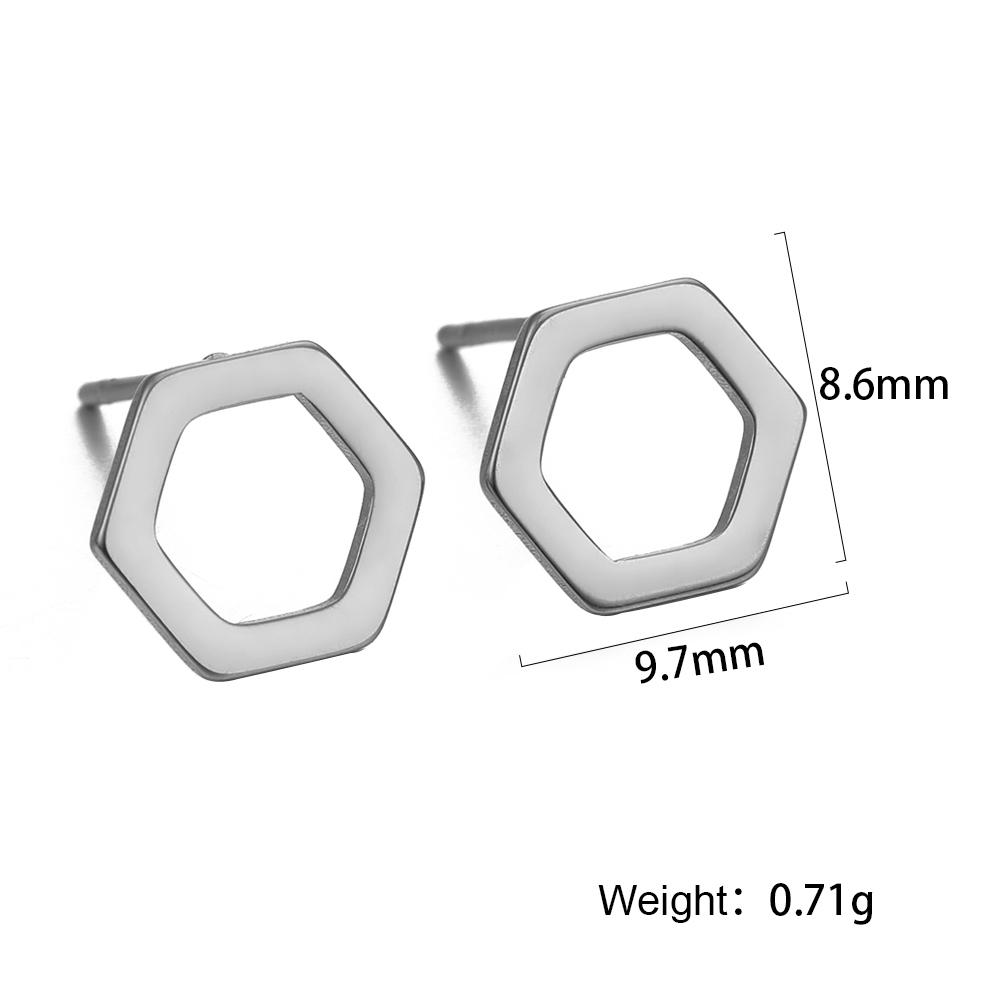 Geometric Stud Earrings Women Stainless Steel Round Square Oval Hexagon Star Triangle Rectangle Trend Jewelry Gifts