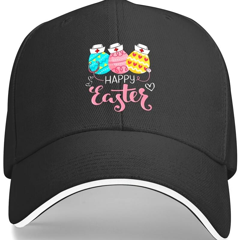 Happy Easter Nurse Eggs Stethoscope Baseball Cap Polyester Casual Adjustable Cap for Healthcare Workers