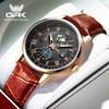 OPK 8153 Fashion Business Men's Quartz Wristwatch Luminous 24 Hour Moon Phase Leather Strap Waterproof Man Watch Luxury