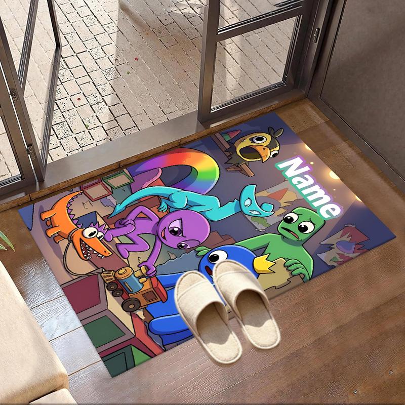 Custom Name Personalized Game Rainbow Friends Print Carpet, Versatile Home Decor Rug, for Playroom, Apartment, Balcony, Entryway, Hallway Gift