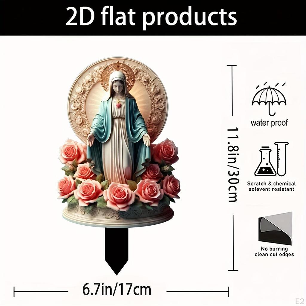 Blessed Mary Statue Acrylic Figurine Potted Decoration,DIY Landscape Ornament,Garden Stake for