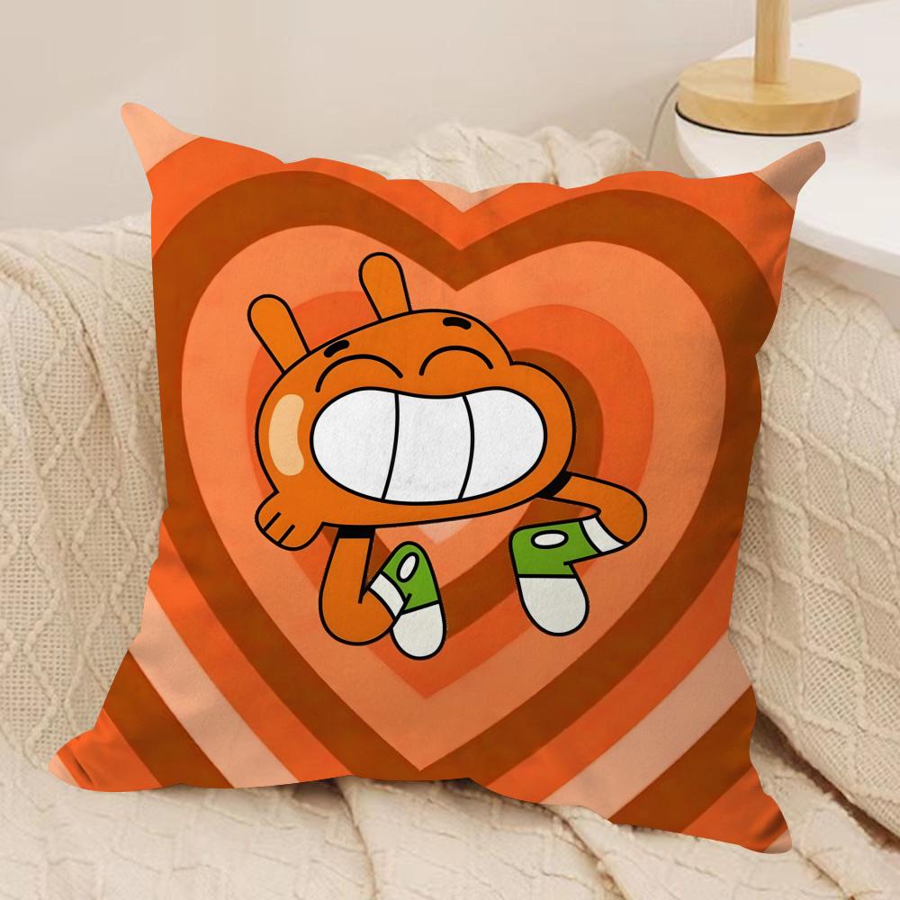 Animation Amazing World Gumball Cushion Cover Soft Plush Fabric DoubleSided Printed Sofa Cushion Cover for All Seasons Decor
