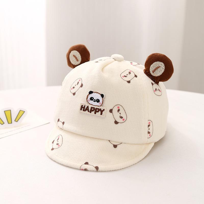 Baby Autumn Winter Cartoon Animal Cap 0-6 Months Soft Brim Baseball Hat For Infant Fontanelle Protection Cute Design 44cm/0-6 months