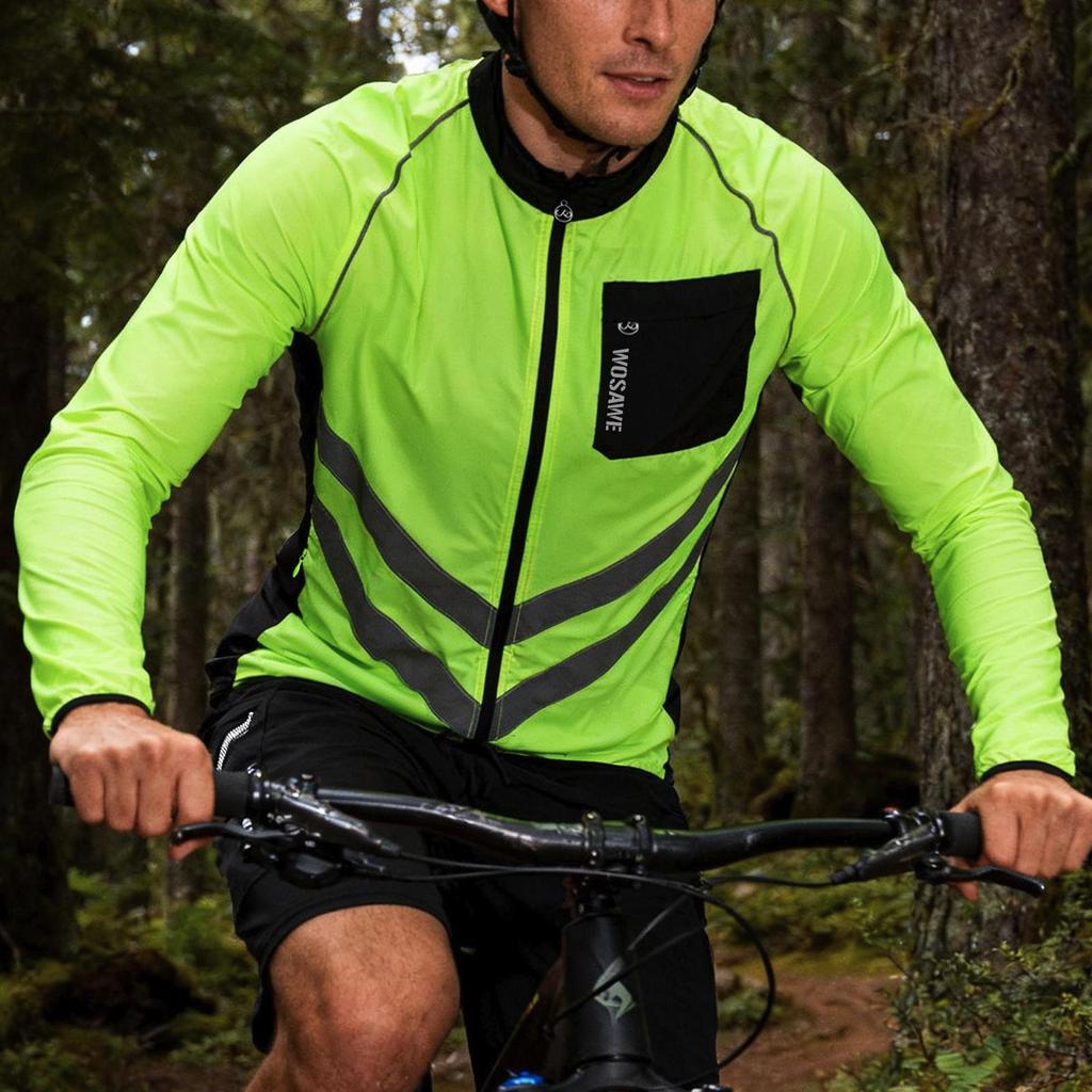 Giacca Da Ciclismo WOSAWE Nera Riflettente - Antivento, Leggera, Uomo - Foto 2