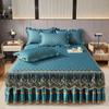 3pcs Bedroom Set High-End Crystal Velvet Bed Skirt Three-Piece Set with Thick Lace Trim, Korean Princess Style Warm and Non-Slip Mattress Cover